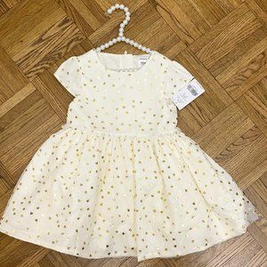 Carters Dress Baby Toddler Ivory Gold Hearts 18M
